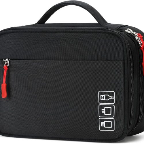 816PgkR1wNL._AC_SL1500_.jpg MIRLEWAIY Travel Charger Cable Organizer Portable Electronics Accessories Carrying Bag Waterproof Cord Storage Case Double Layer for Hard Drives, Phone, USB, SD Card, Black
