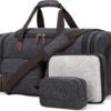 8170LV0aTkL._AC_SL1500_.jpg Mens Duffle Bag for Travel 3Pcs Set Travel Bags for Men 60L Expandable Canvas Bag (Dark Gray)