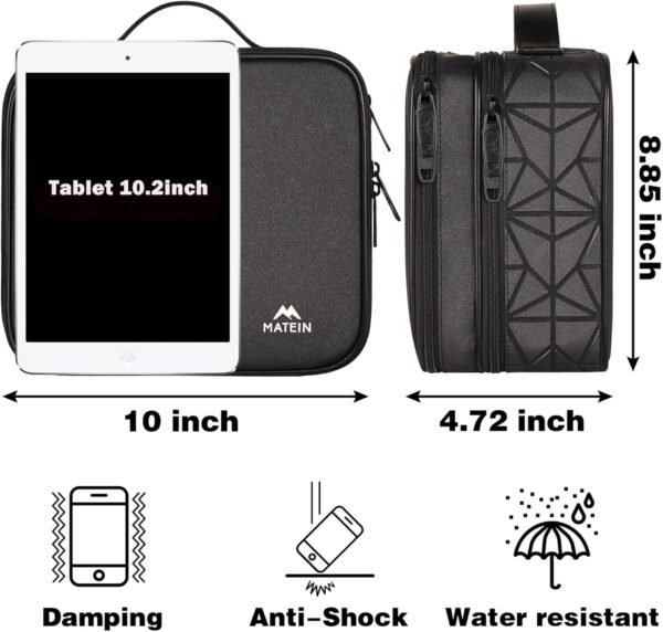 817DmNwr8L._AC_SL1500_.jpg MATEIN Cable Organizer Bag, Waterproof Travel Electronic Storage with Adjustable Divider, Shockproof Portable Double Layer Tech Bag Carrying Case for Cord, Earbuds, Charger, SD Card, DJ Gifts, Black