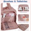 817rh6KV79L._AC_SL1500_.jpg BAGSMART Travel Toiletry Bag, Lightweight Large Wide-open Travel Bag for Women, Puffy Cosmetic Makeup Bag Organizer with Handle for Accessories,Essentials, Toiletries, Dark Pink