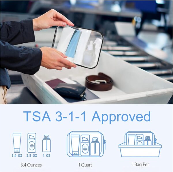 TSA Approved Toiletry Bag,2 Pack Clear Toiletry Bag, Quart Size Travel Essential Bags for Toiletries,Clear Makeup Bag Organizer, Carry on Cosmetic Bags for Women,Black