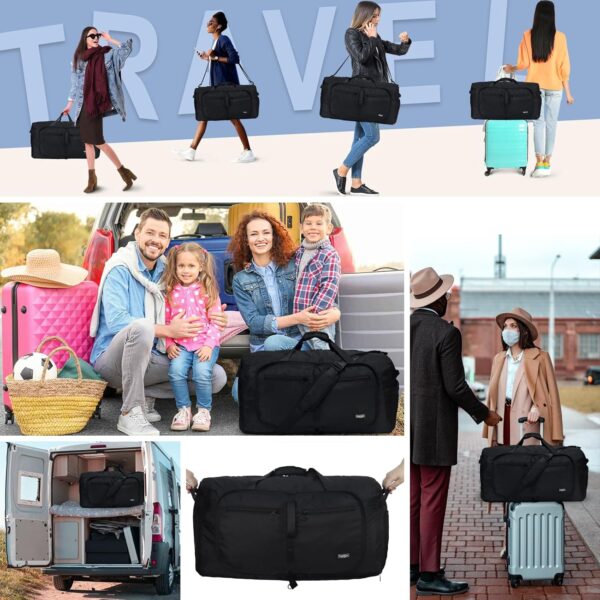 818L12lSTPL._AC_SL1500_.jpg Fmeida 65L Duffle Bag with Shoes Compartment, Foldable Travel Duffel Bags for Men Women, Large Packable Travel Bag Water Repellent & Tear Resistant (Black)