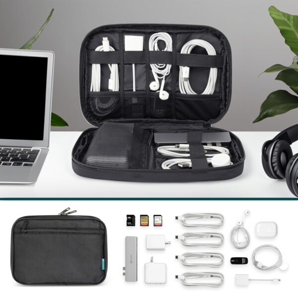 818obCiB8hL._AC_SL1500_.jpg PAVILIA Soft Electronic Organizer Travel Case, Travel Cord Organizer Bag, Small Cable Tech Storage Pouch, Travel Accessories Essentials Must Haves for Mobile Phone, USB, Cord, Charger, Black