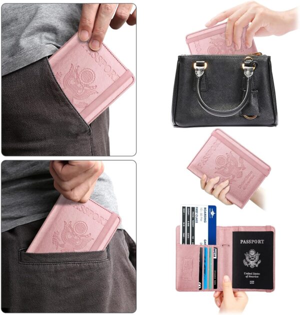 81BA3e06g-L._AC_SL1500_.jpg WALNEW Passport Holder for Travel, RFID Passport Cover Wallet for Women Men, PU Leather Passport Book Card Holder Case with Pen, Travelling Essentials for Flying