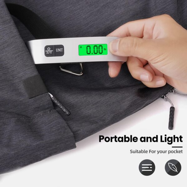 BAGAIL Digital Luggage Scale, 110lbs Hanging Baggage Scale with Backlit LCD Display, Portable Suitcase Weighing Scale, Travel Luggage Weight Scale with Hook, Strong Straps for Travelers