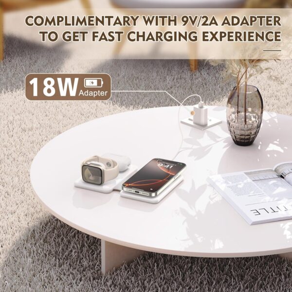 Magnetic Wireless Charger for iPhone: 3 in 1 Travel Charging Station for Apple Devices for iPhone 16 15 14 13 12 Pro Max Plus - Foldable Charging Pad for Apple Watch Series & Airpods 4 3 2 Pro