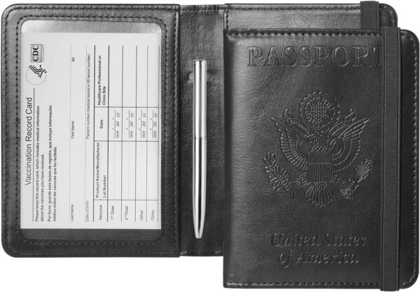 81CKeAl4ysL._AC_SL1500_.jpg GDTK Leather Passport Holder Cover Case RFID Blocking Travel Wallet (Black)