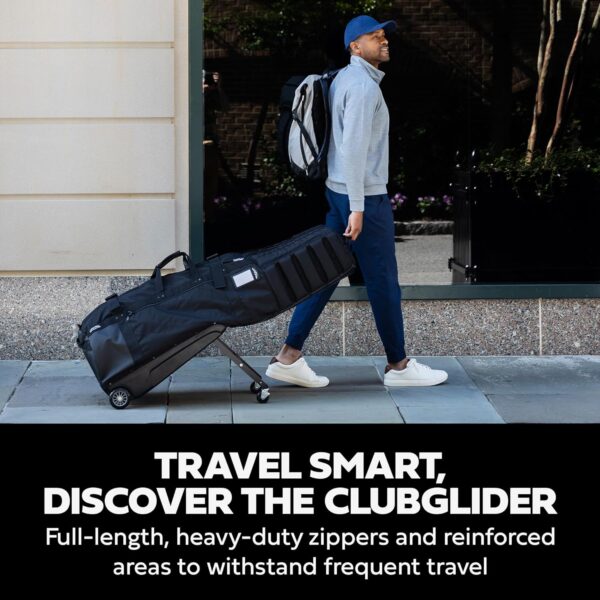 81E-FAjzV9L._AC_SL1500_.jpg Sun Mountain ClubGlider Meridian - Prestigious Golf Bag with Wheels for Ultimate Convenience - Heavy Duty Golf Travel Bag with Dense Foam Padding for Protection and Spacious Storage - Navy Black
