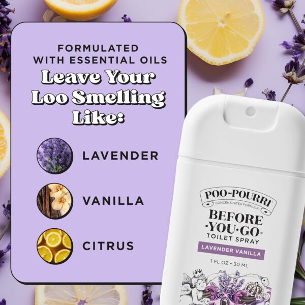 Poo-Pourri Before-You-Go Toilet Spray, Lavender Vanilla, 1 Fl Oz Pocket Travel Size - Lavender, Vanilla and Citrus