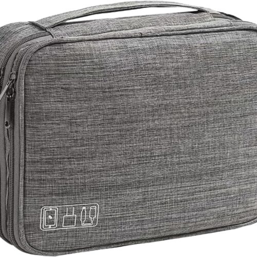 81FoZJ1V2vL._AC_SL1500_.jpg 2 Layer Electronic Organizer,Cable Travel Organizer Bag, Electronic Accessories Travel Case For Adapter Plugs,Cable, Gadgets, Cord, Charger, Phone, Earphone, Large (Grey)