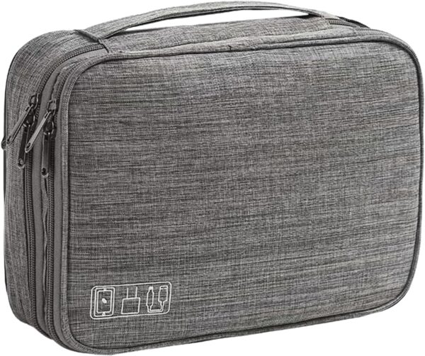 81FoZJ1V2vL._AC_SL1500_.jpg 2 Layer Electronic Organizer,Cable Travel Organizer Bag, Electronic Accessories Travel Case For Adapter Plugs,Cable, Gadgets, Cord, Charger, Phone, Earphone, Large (Grey)