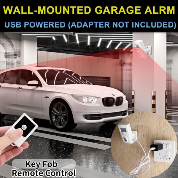 81IvahR284L._AC_SL1500_.jpg 135dB Remote Motion Sensor Alarm Loud Sound for Garage, Shed. Portable Battery Operated Keypad Alert for Travel, Camp. Freestanding Indoor Home Security Motion Detecting Siren. Cordless or USB Power