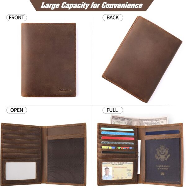 81IwEamKz4L._AC_SL1500_.jpg Jack&Chris Leather Passport Holder RFID Blocking Passport Travel Wallet Cover Case for Men Women Brown JC17