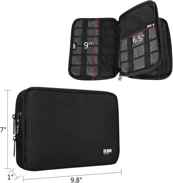 81KbEVvhgbL._AC_SL1500_.jpg BUBM Double Layer Electronic Accessories Organizer, Travel Gadget Bag for Cables, USB Flash Drive, Plug and More, Perfect Size Fits for iPad Mini (Medium, Black)