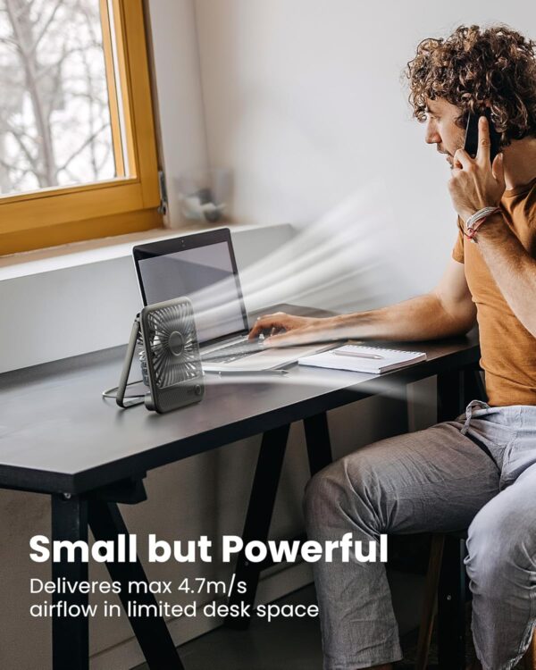 81MpikpU59L._AC_SL1500_.jpg Koonie USB Desk Fan, Strong Wind Ultra Quiet Small Personal Fan with 180° Tilt Folding and 3 Speeds Adjustable, USB-C Corded Powered Mini USB Fan for Office Desktop Bedroom, NO BATTERY