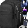 Travel Backpack, Large Carry on Backpack, 17 Inch Laptop Bag, Big Sturdy TSA-Friendly with USB Port College School Rucksack Bag, Gifts for Him Men Women, Black