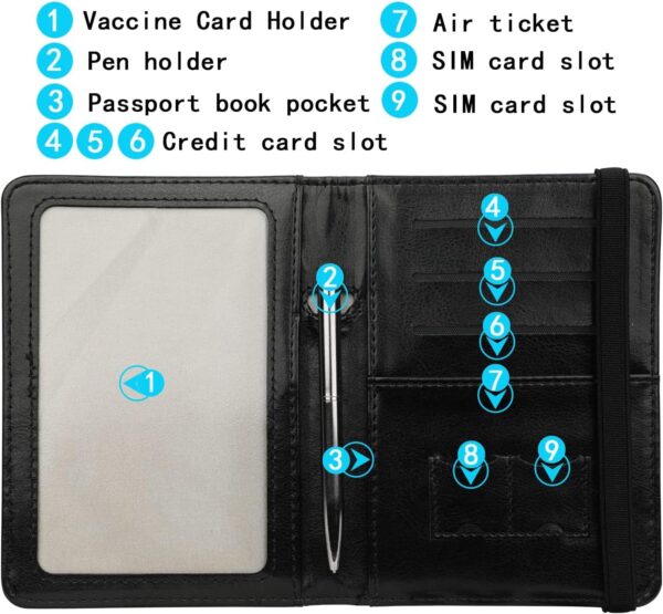 81NO60vkk7L._AC_SL1500_.jpg GDTK Leather Passport Holder Cover Case RFID Blocking Travel Wallet (Black)