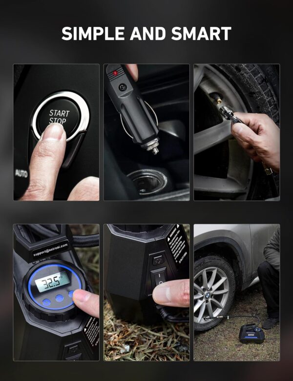 81NX1kodeAL._AC_SL1500_.jpg AstroAI Tire Inflator Portable Air Compressor Tire Air Pump for Car Tires - Car Accessories, 12V DC Auto Pump with Digital Pressure Gauge, Emergency LED Light for Bicycle, Balloons, Blue