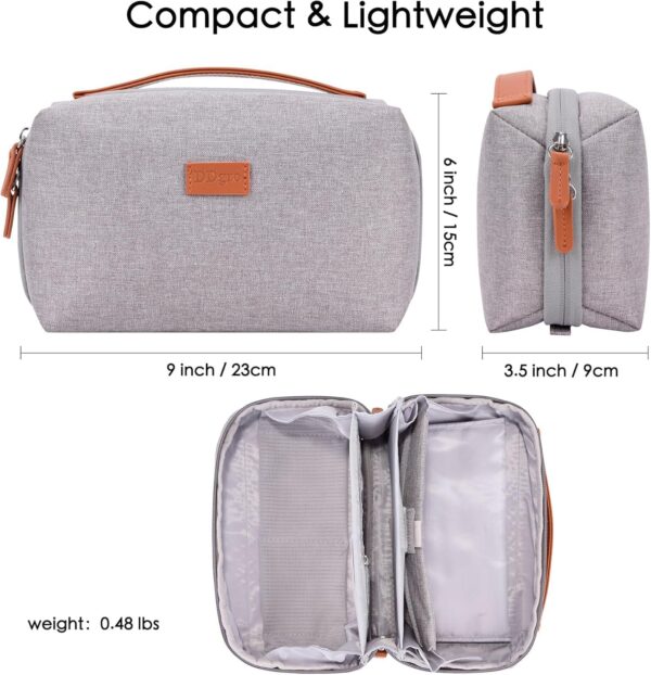 DDgro Electronics Organizer Travel Pouch - Perfect Accessory Bag for Electronics, MacBook Charger & Cords, Cables, Hard Drive (Light Grey-Brown)