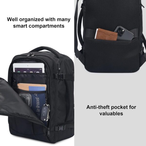 81QH9QxmMUL._AC_SL1500_.jpg ECOHUB Travel Backpack 18x14x8 Spirit Airlines Personal Item Bag Carry On Backpack 13 Pockets Large Work Casual Daypack for men Airline Approved Waterproof Gym Backpack with Charging Port, Black