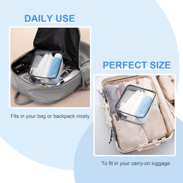 TSA Approved Toiletry Bag,2 Pack Clear Toiletry Bag, Quart Size Travel Essential Bags for Toiletries,Clear Makeup Bag Organizer, Carry on Cosmetic Bags for Women,Black