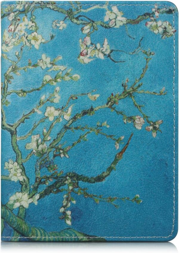 81SFfJ4vjSL._AC_SL1500_.jpg Passport Holder, Slim Travel Wallet RFID Blocking Card Case Passport Cover Protector Travel Essentials with Credit Card Slots Pockets for Women/Men, Almond Blossom Tree