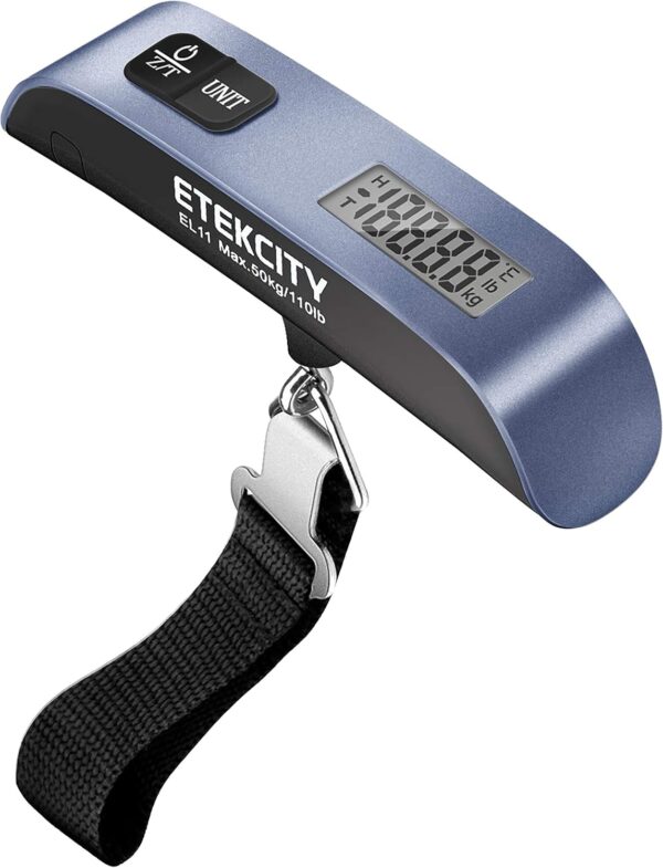 81TfNMQ2H8L._AC_SL1500_.jpg Etekcity Luggage Scale for Travel Essentials, Digital Suitcase Weight Scale with Hook, Travel Accessories for Portable Hanging Baggage, 110 Pounds, Battery Included