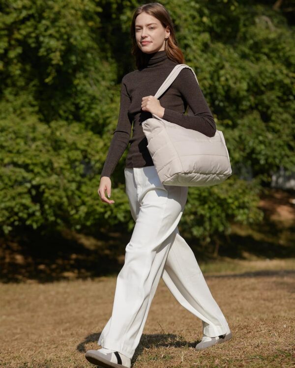 81TitmweaJL._AC_SL1500_.jpg BAGSMART Tote Bag for Women, Lightweight Puffy Tote Bag with Compartments, Quilted Shoulder Bag Handbag for Travel, Work