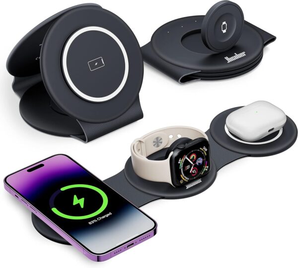 81UnaTCSLrL._AC_SL1500_.jpg 3 in 1 Charging Station for Apple Multiple Devices, Foldable Travel Wireless Charger 18W for iPhone 16 15 14 13 Pro Max Plus &Apple Watch Series/Airpods