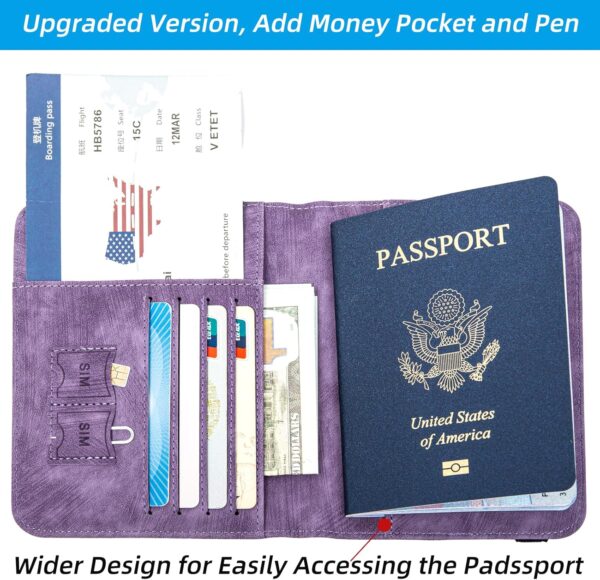 Passport Holder for travel - Cover Wallet -Travel Essentials RFID Blocking Travel Accessories for Women Men (violet)