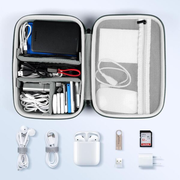 81Xe9RX7NyL._AC_SL1500_.jpg EVA Electronic Accessories Storage Case Large Shockproof Waterproof Storage Bag for Electronics Organizer Portable Cable Storage Bag for Travel or Work (Green, Double Layer)