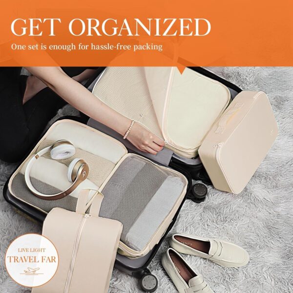 81Y4HrZxThL._AC_SL1500_.jpg HOTOR Packing Cubes for Suitcases - 6 Pieces, Light Packing Cubes for Travel, Premium Suitcase Organizer Bags Set, Space-Saving Luggage Organizers, Travel Accessories and Essentials, Beige
