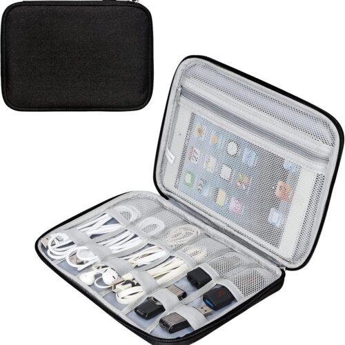 81YTgaz0aCS._AC_SL1500_.jpg FYY Electronic Organizer, Travel Cable Organizer Bag Pouch Accessories Carry Case Portable Waterproof All-in-One Storage for Cable, Cord, Charger, Phone, Earphone – Large Black