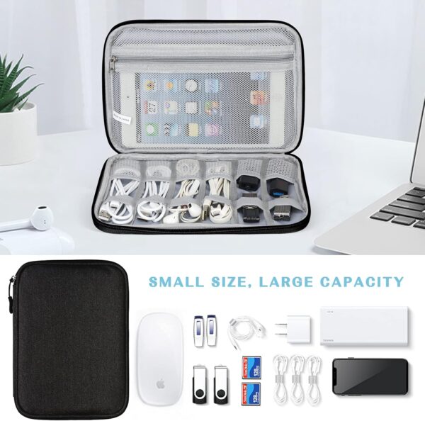 FYY Electronic Organizer, Travel Cable Organizer Bag Pouch Accessories Carry Case Portable Waterproof All-in-One Storage for Cable, Cord, Charger, Phone, Earphone - Large Black