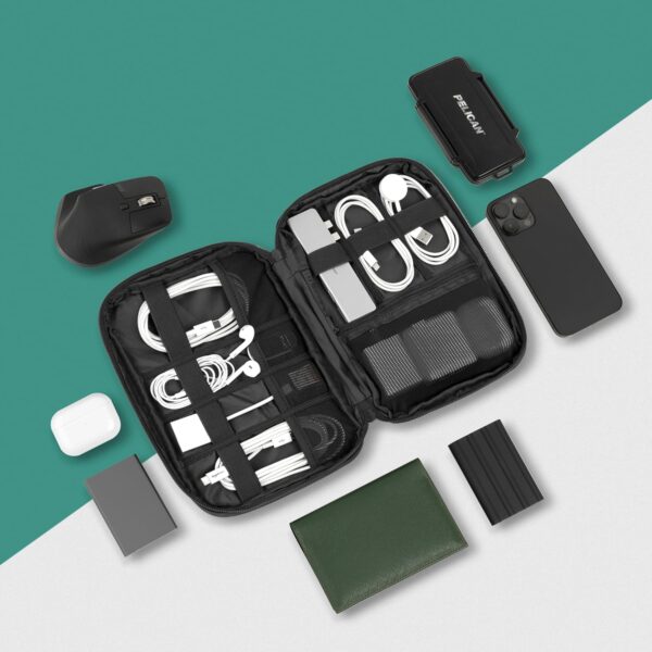 81b8ce6k3GL._AC_SL1500_.jpg PAVILIA Soft Electronic Organizer Travel Case, Travel Cord Organizer Bag, Small Cable Tech Storage Pouch, Travel Accessories Essentials Must Haves for Mobile Phone, USB, Cord, Charger, Black