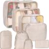 81bmzMGvP1L._AC_SL1500_.jpg 8 Set Packing Cubes for Suitcases, kingdalux Travel Luggage Packing Organizers with Laundry Bag, Compression Storage Shoe Bag, Clothing Underwear Bag, for Man & Women