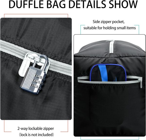 81d-nE8G-6L._AC_SL1500_.jpg Foldable Duffel Bag 30" / 75L Lightweight with Water Rresistant for Travel-Black