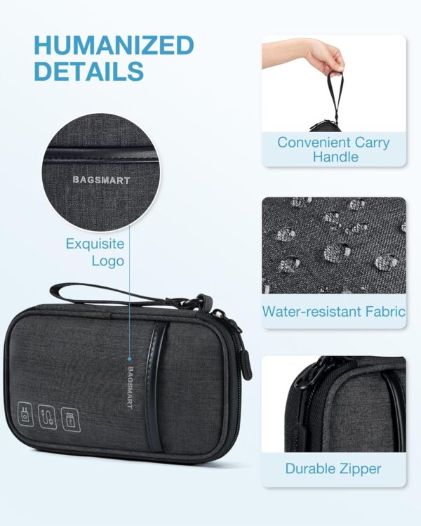 81d5xLZmmtL._AC_SL1500_.jpg BAGSMART Cord Organizer Travel Cable Organizer Bag Tech Electronic Organizer Travel Case, Travel Essentials for Charger, Cable, Phone, Flash drive, Single Layer - Black