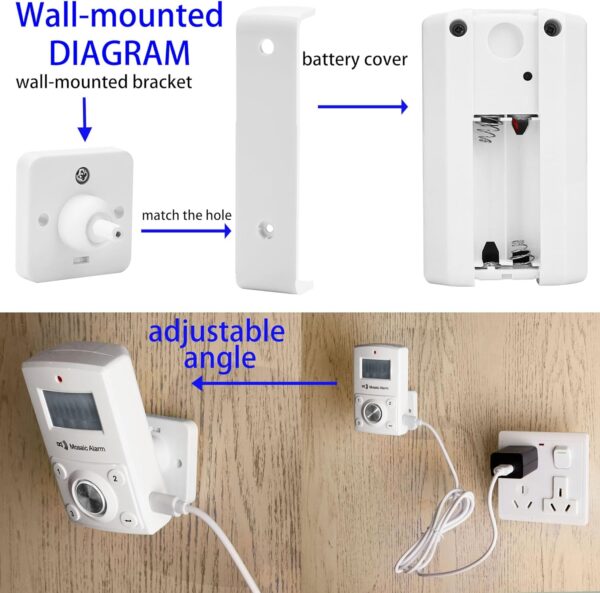 81dN9WaXA5L._AC_SL1500_.jpg 135dB Remote Motion Sensor Alarm Loud Sound for Garage, Shed. Portable Battery Operated Keypad Alert for Travel, Camp. Freestanding Indoor Home Security Motion Detecting Siren. Cordless or USB Power
