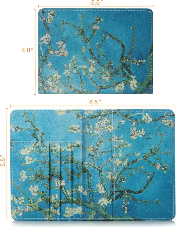 81eDbA0rnL._AC_SL1500_.jpg Passport Holder, Slim Travel Wallet RFID Blocking Card Case Passport Cover Protector Travel Essentials with Credit Card Slots Pockets for Women/Men, Almond Blossom Tree
