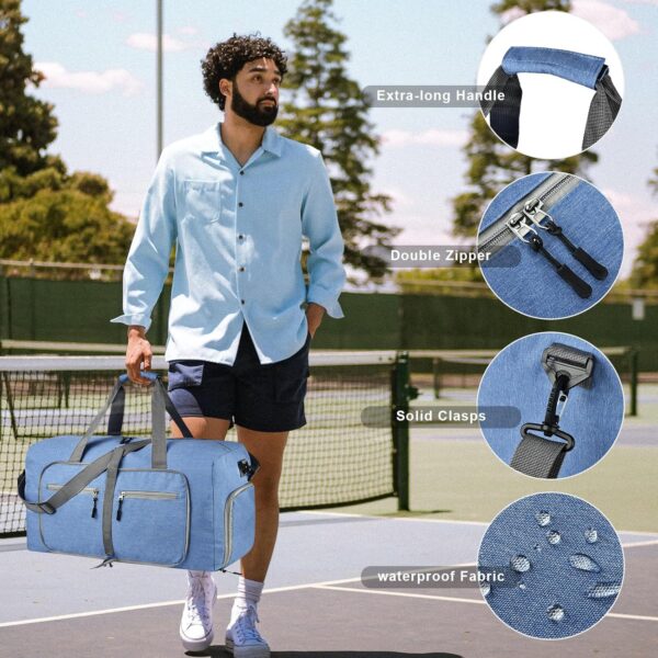 81eLpGcmGTL._AC_SL1500_.jpg Dimayar 40L Travel Duffle Bag for Men Women - Foldable Duffel Bag with Shoes Compartment - Overnight Bags Waterproof & Tear Resistant(Blue)