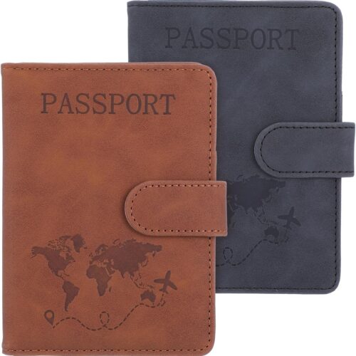 81evfR2NbFL._AC_SL1500_.jpg 2 Pack Passport Holder for Travel, Passport Wallet Cover Case Waterproof RFID Blocking Passport Holder with Pen Holder Travel Essential, Passport Book Holders for Women and Men(C)