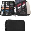 81fuKpzg4LL._AC_SL1500_.jpg BUBM Double Layer Electronic Accessories Organizer, Travel Gadget Bag for Cables, USB Flash Drive, Plug and More, Perfect Size Fits for iPad Mini (Medium, Black)