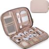 BAGSMART Large Electronics Organizer Travel Case, Travel Essentials, Cord Organizer Travel Cable Organizer Bag, Travel Accessories for Women, Pink
