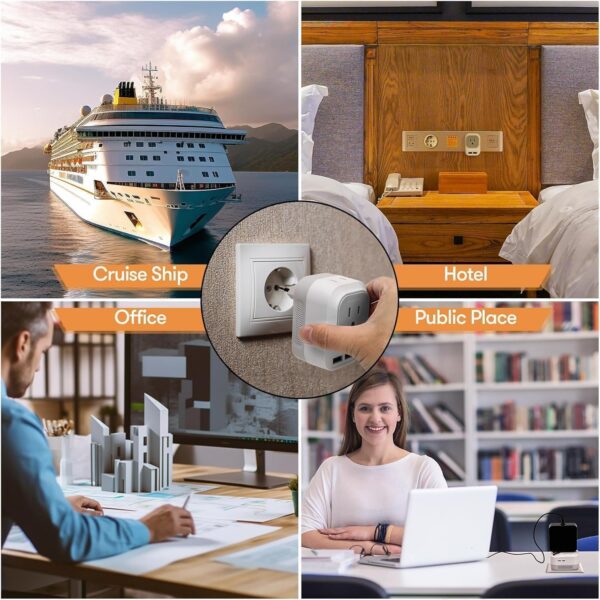 Mapambo Upgraded 220V to 110V Voltage Converter US to Europe Converter for European Travel Plug Adapter with 2 USB Port 2 USB C International Power Adapter for US to France Germany (Grey)