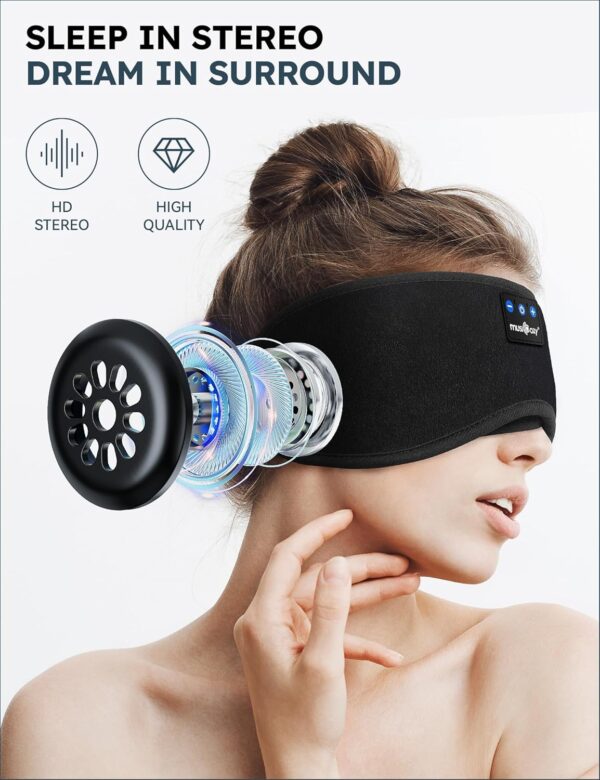 81jJYLVW6-L._AC_SL1500_.jpg MUSICOZY Sleep Headphones, Bluetooth 5.4 Sleep Mask Headband Headphones Sleeping Eye Mask, Wireless Music Earbuds Earphones with HD Headphones Ultra-Thin Stereo Speakers for Side Sleepers Men Women