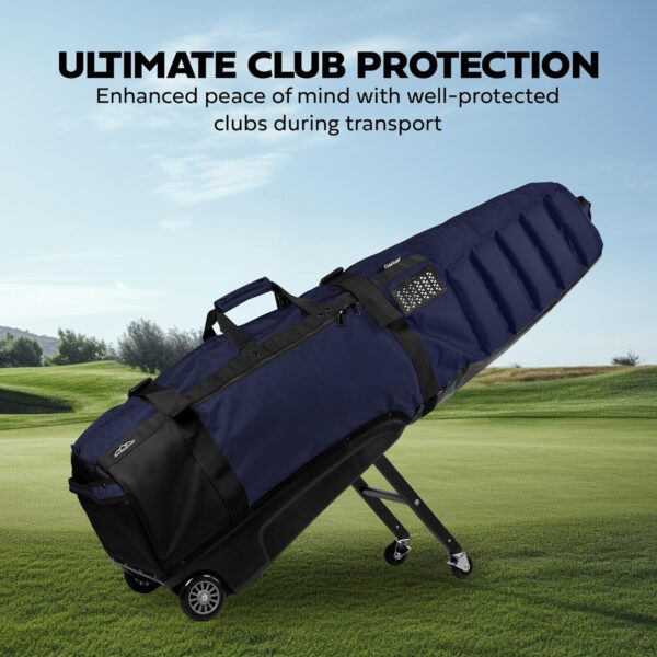 81jzARQjqlL._AC_SL1500_.jpg Sun Mountain ClubGlider Meridian - Prestigious Golf Bag with Wheels for Ultimate Convenience - Heavy Duty Golf Travel Bag with Dense Foam Padding for Protection and Spacious Storage - Navy Black