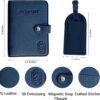 Passport Holder for Travel RFID and Airtag Slot for Women/Men, Faux Leather Passport Holder & Travel Wallet with Security Luggage Tag (Navy Blue)