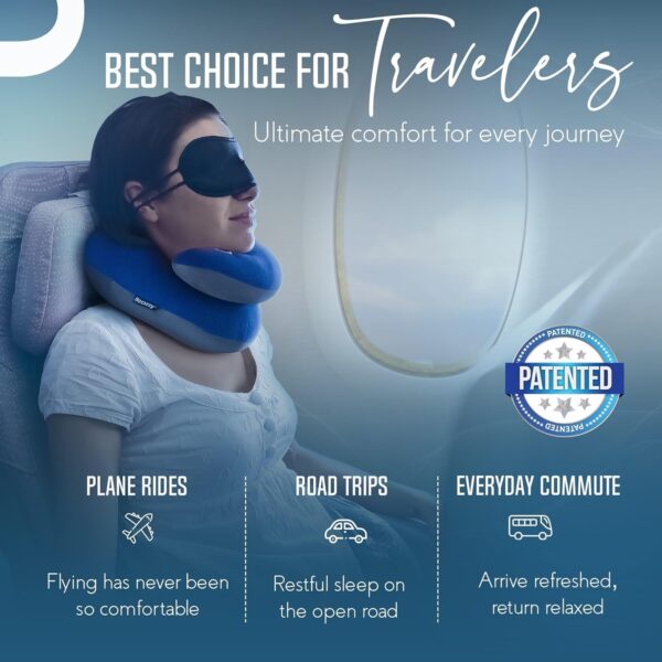 81lf2NlqS6L._AC_SL1500_.jpg BCOZZY Travel Neck Pillow for Airplane – Patented Double Support for Head, Neck, and Chin. Best for Long Flights, Plane Sleeping, and Car Rides. Adjustable Size. Fully Washable. Carry Bag. Large, Navy