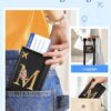 Slohif Initial Passport Holder Cover Wallet Case for Travel Women - Leather Letter Passport Book Family Multiple Personalized Organizer Card Slots Protector Sleeve Essentials Slim Carrier Black M